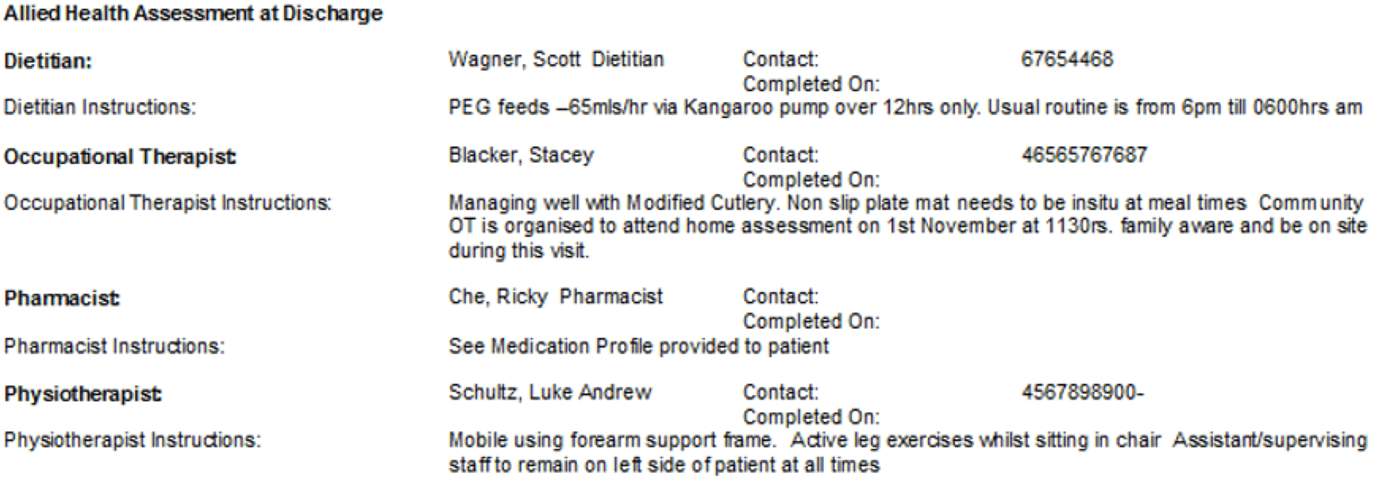 discharge summaries