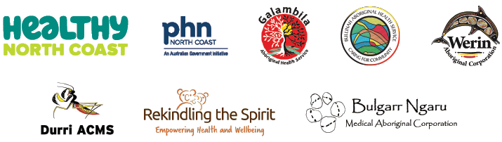 Logos for the Healthy North Coast Aboriginal Partnership